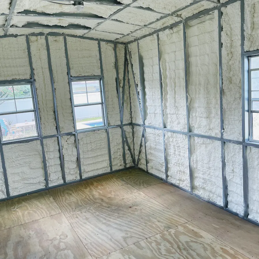 Closed-cell spray foam insulation applied to wall cavities in a residential project in Tabernacle